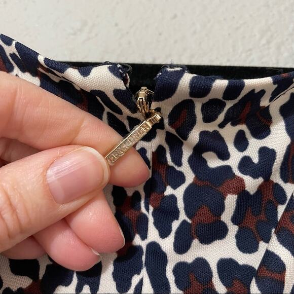 Tory Burch Ruched Leopard Print Bodycon Mini Dress Long Sleeve Womens L Animal - Picture 8 of 8